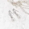 Lace & Favour Bride Gifts | Pearl Jewellery*Abella Cubic Zirconia and Pearl Drop Earrings Ivory/ Silver