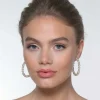 Poirier Pearl Jewellery | Silver Wedding Jewellery*Ada Pearl and Crystal Hoop Earrings Ivory/ Silver