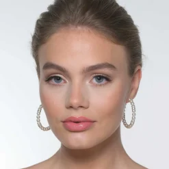 Poirier Pearl Jewellery | Silver Wedding Jewellery*Ada Pearl and Crystal Hoop Earrings Ivory/ Silver