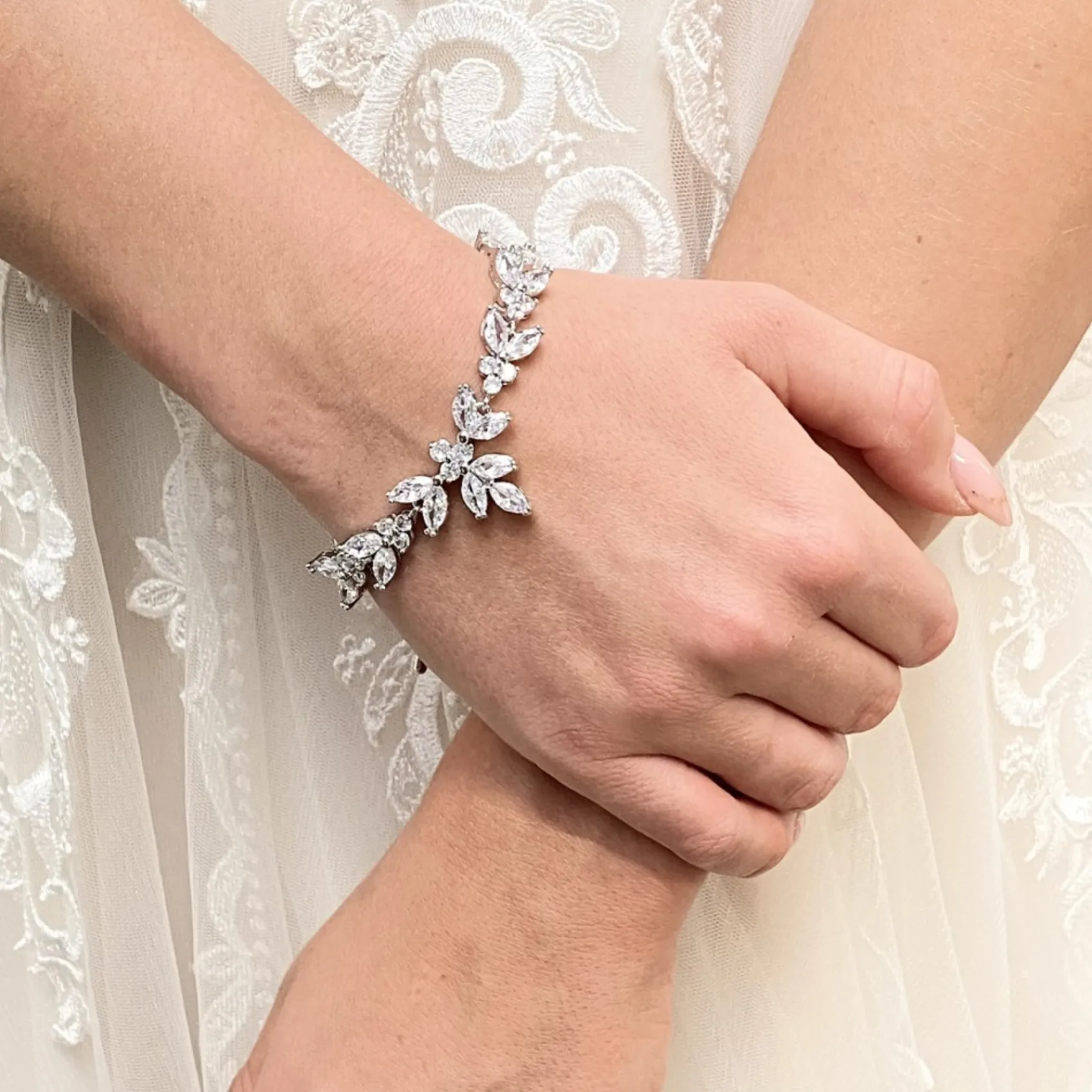 Lace & Favour Prom Bracelets | Silver Prom Jewellery*Adelaide Vintage Inspired Crystal Bracelet Silver