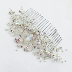 Beads & Beyond Vintage Headpieces | Crystal Hair Accessories*Adeline Opal Crystal and Pearl Wedding Hair Comb