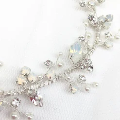 Beads & Beyond Crystal Hair Accessories | Blue Hair Accessories*Adeline Opal Crystal and Pearl Wedding Hair Vine Opal/Silver