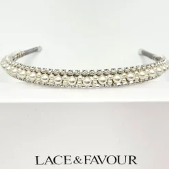 Beads & Beyond Vintage Headpieces | Pearl Hair Accessories*Adelphi Vintage Pearl and Crystal Bridal Headband Ivory/ Silver