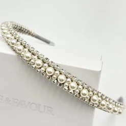 Beads & Beyond Vintage Headpieces | Pearl Hair Accessories*Adelphi Vintage Pearl and Crystal Bridal Headband Ivory/ Silver