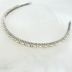 Beads & Beyond Vintage Headpieces | Pearl Hair Accessories*Adelphi Vintage Pearl and Crystal Bridal Headband Ivory/ Silver