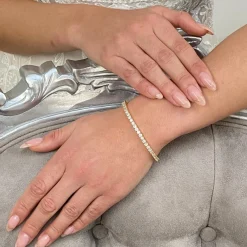 Lace & Favour Gold Prom Jewellery | Prom Bracelets*Alanna Simple Cubic Zirconia Tennis Bracelet (Gold)