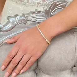 Lace & Favour Gold Prom Jewellery | Prom Bracelets*Alanna Simple Cubic Zirconia Tennis Bracelet (Gold)