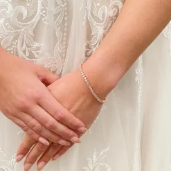Lace & Favour Bridesmaid Gifts | Crystal Jewellery*Alanna Simple Cubic Zirconia Tennis Bracelet (Rose Gold)