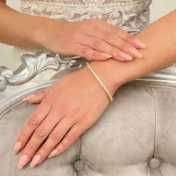 Lace & Favour Gold Prom Jewellery | Prom Bracelets*Alanna Simple Cubic Zirconia Tennis Bracelet (Gold)