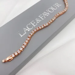 Lace & Favour Bridesmaid Gifts | Crystal Jewellery*Alanna Simple Cubic Zirconia Tennis Bracelet (Rose Gold)