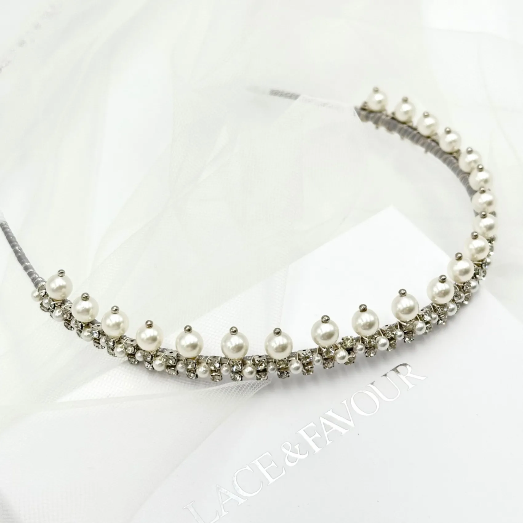 Beads & Beyond Vintage Headpieces | Pearl Hair Accessories*Albany Vintage Low Pearl and Crystal Bridal Tiara Silver