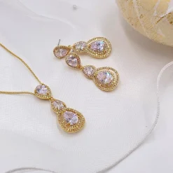 Lace & Favour Gold Prom Jewellery | Prom Jewellery Sets*Alessandra Gold Vintage Inspired Crystal Bridal Jewellery Set