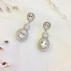 Lace & Favour Silver Prom Jewellery | Prom Earrings*Alessandra Vintage Inspired Crystal Chandelier Earrings Silver