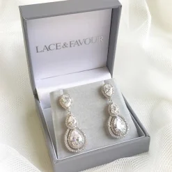 Lace & Favour Silver Prom Jewellery | Prom Earrings*Alessandra Vintage Inspired Crystal Chandelier Earrings Silver