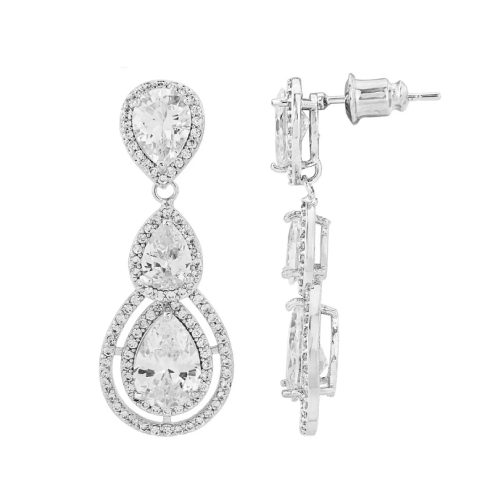 Lace & Favour Silver Prom Jewellery | Prom Earrings*Alessandra Vintage Inspired Crystal Chandelier Earrings Silver
