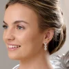 Lace & Favour Bride Gifts | Pearl Jewellery*Amalia Gold Cubic Zirconia and Pearl Drop Earrings Ivory/ Gold