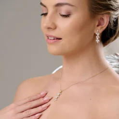 Lace & Favour Bride Gifts | Pearl Jewellery*Amalia Gold Cubic Zirconia and Pearl Pendant Necklace