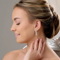 Lace & Favour Bride Gifts | Pearl Jewellery*Amalia Silver Cubic Zirconia and Pearl Drop Earrings Ivory/ Silver