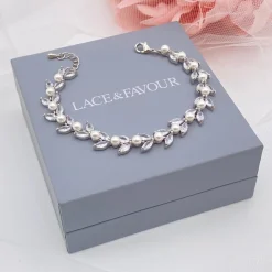 Lace & Favour Bride Gifts | Pearl Jewellery*Amalia Silver Cubic Zirconia Pearl Wedding Bracelet Ivory/ Silver
