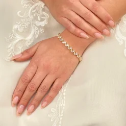 Lace & Favour Gold Prom Jewellery | Prom Bracelets*Amara Crystal Vine of Leaves Bracelet Gold