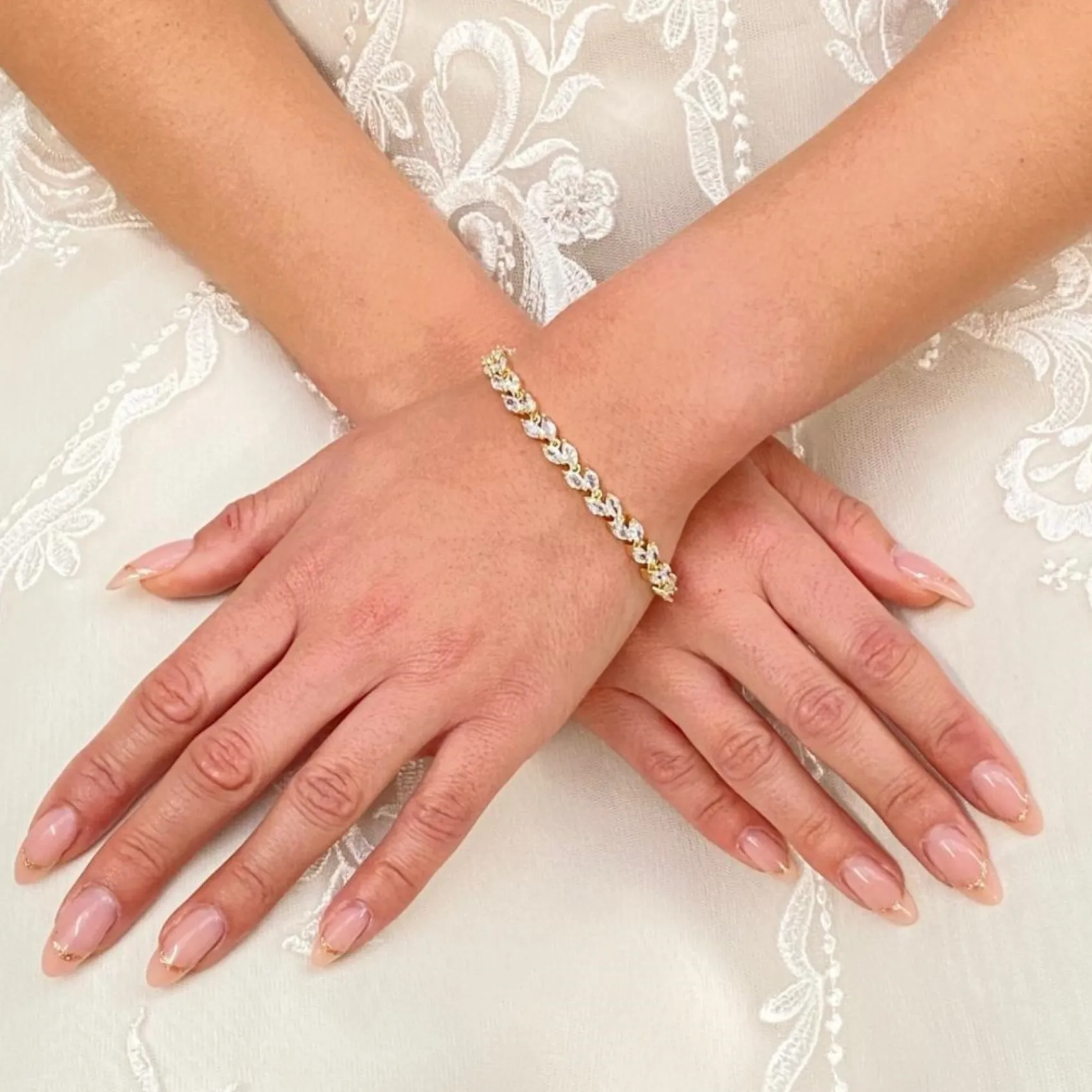 Lace & Favour Gold Prom Jewellery | Prom Bracelets*Amara Crystal Vine of Leaves Bracelet Gold