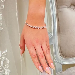 Lace & Favour Bridesmaid Gifts | Bride Gifts*Amara Crystal Vine of Leaves Bracelet Rose Gold