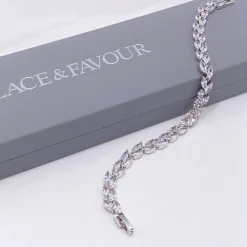 Lace & Favour Silver Prom Jewellery | Prom Bracelets*Amara Silver Crystal Vine of Leaves Bracelet