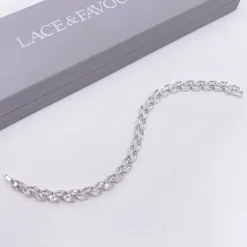 Lace & Favour Silver Prom Jewellery | Prom Bracelets*Amara Silver Crystal Vine of Leaves Bracelet