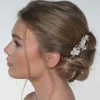 Poirier Pearl Hair Accessories | Gold Hair Accessories*Amaryllis Blush Pearls Floral Hair Comb Ivory/ Blush/ Gold