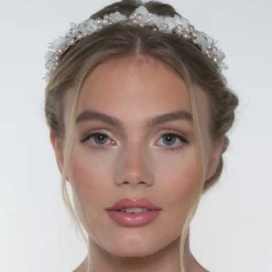 Poirier Pearl Hair Accessories | Gold Hair Accessories*Amaryllis Blush Pearls Floral Headband Ivory/ Blush/ Gold