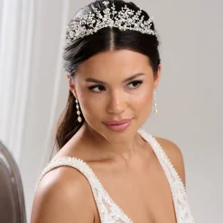 Beads & Beyond Pearl Hair Accessories | Silver Hair Accessories*Anastacia Freshwater Pearl and Opal Crystal Statement Tiara Ivory/Silver