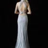 Angel Forever Angel Forever Prom Dresses*Diamante High Neck Prom Dress with Cut Outs Silver