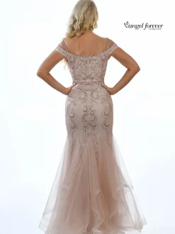 Angel Forever Angel Forever Prom Dresses | Pink Prom Dresses*Embellished Shimmer Tulle Fishtail Prom Dress Rose Gold