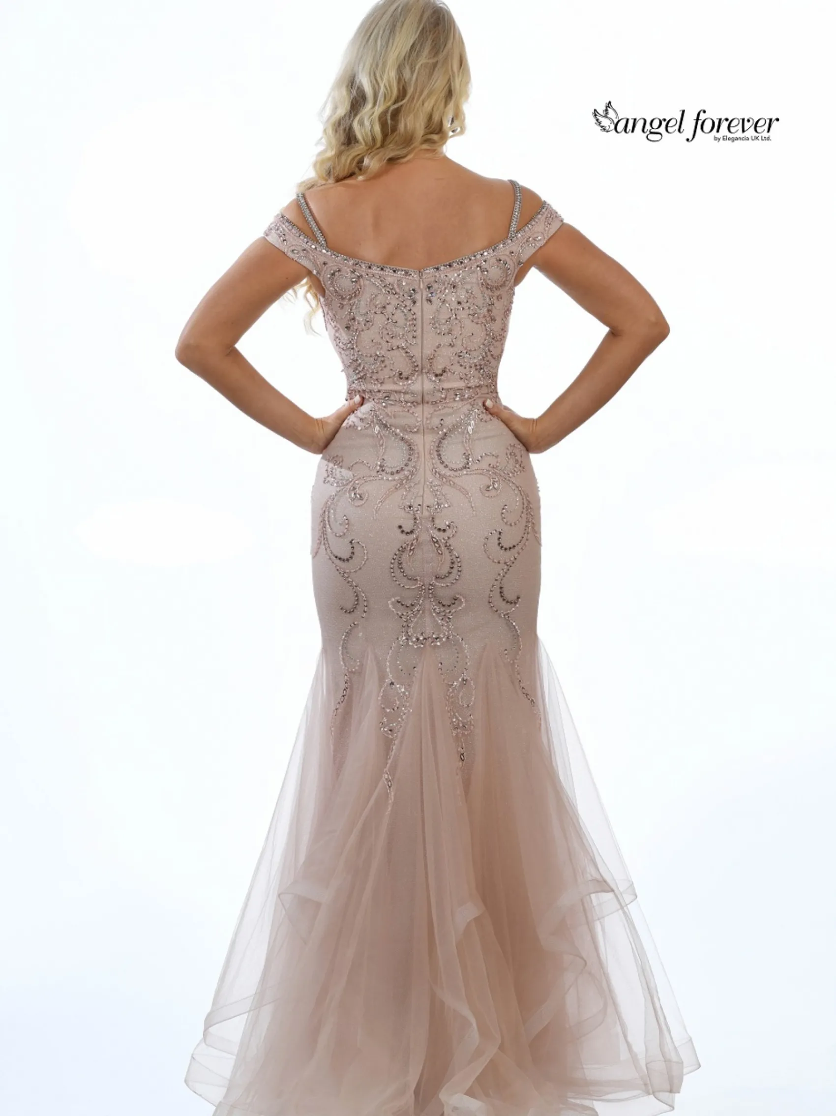 Angel Forever Angel Forever Prom Dresses | Pink Prom Dresses*Embellished Shimmer Tulle Fishtail Prom Dress Rose Gold