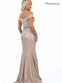 Angel Forever Angel Forever Prom Dresses | Pink Prom Dresses*Shimmer Fabric Off The Shoulder Prom Dress Rose Gold