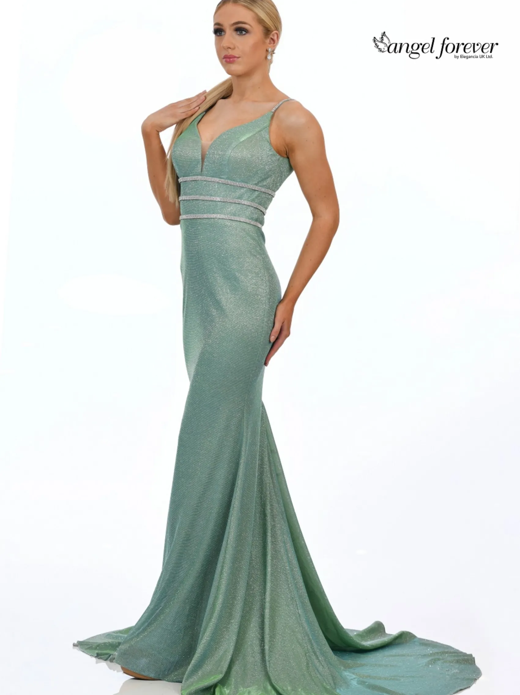 Angel Forever Angel Forever Prom Dresses | Green Prom Dresses*Shimmer Fabric Fishtail Prom Dress Mint