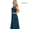 Angel Forever Angel Forever Prom Dresses | Teal Prom Dresses*V Neck A Line Chiffon Prom Dress with Lace Bodice Teal
