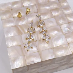 Lace & Favour Gold Prom Jewellery | Prom Earrings*Aria Gold Cubic Zirconia Drop Earrings