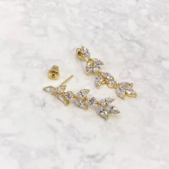 Lace & Favour Gold Prom Jewellery | Prom Earrings*Aria Gold Cubic Zirconia Drop Earrings