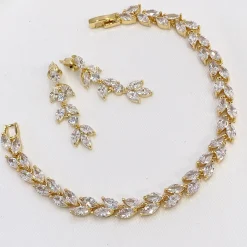 Lace & Favour Gold Prom Jewellery | Prom Earrings*Aria Gold Cubic Zirconia Drop Earrings