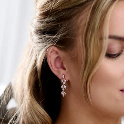Lace & Favour Bridesmaid Gifts | Crystal Jewellery*Aria Cubic Zirconia Drop Earrings Rose Gold