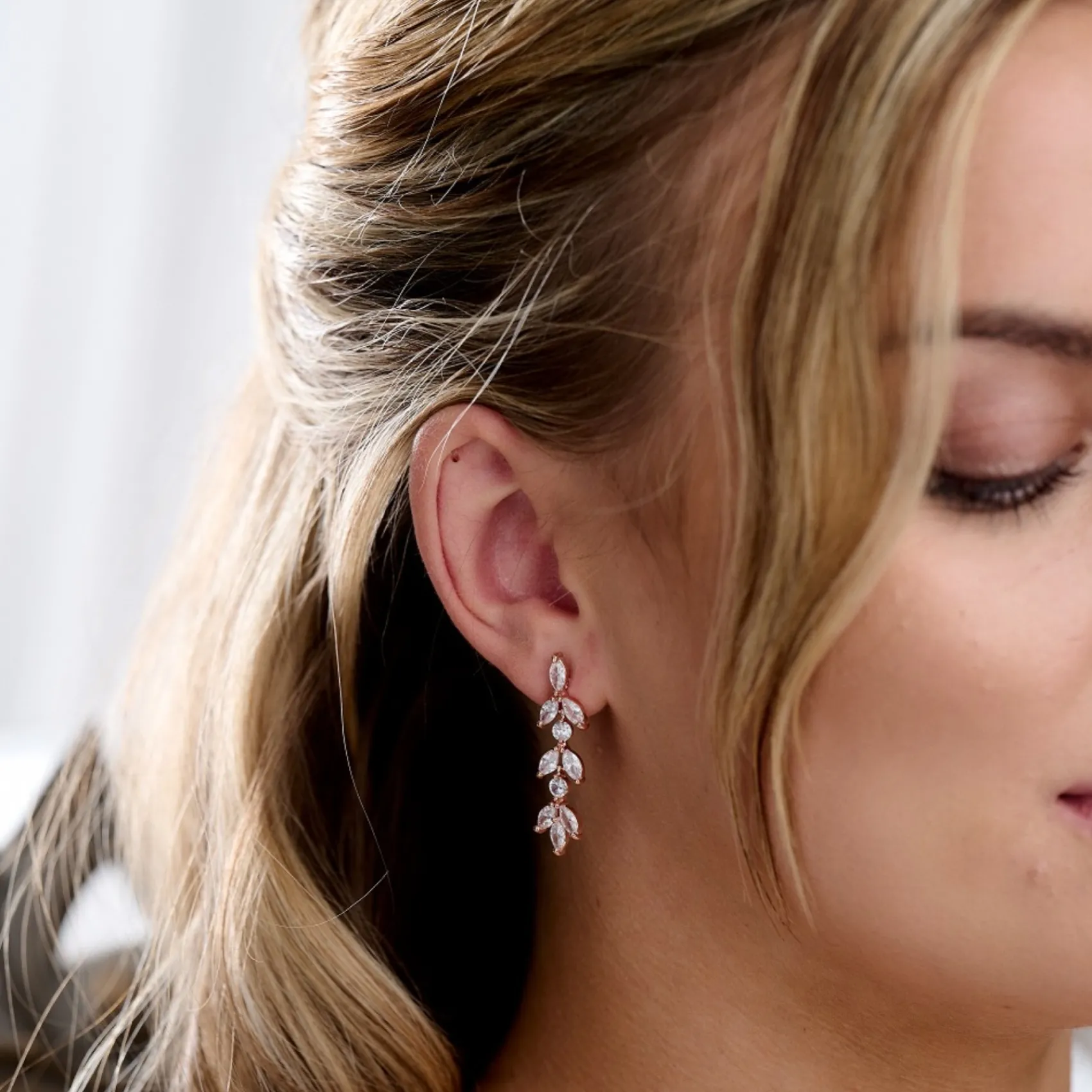 Lace & Favour Bridesmaid Gifts | Crystal Jewellery*Aria Cubic Zirconia Drop Earrings Rose Gold