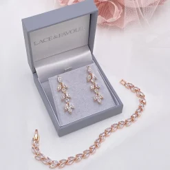 Lace & Favour Bridesmaid Gifts | Crystal Jewellery*Aria Cubic Zirconia Drop Earrings Rose Gold
