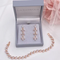 Lace & Favour Bridesmaid Gifts | Crystal Jewellery*Aria Cubic Zirconia Drop Earrings Rose Gold