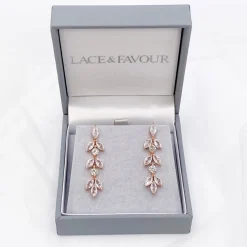 Lace & Favour Bridesmaid Gifts | Crystal Jewellery*Aria Cubic Zirconia Drop Earrings Rose Gold