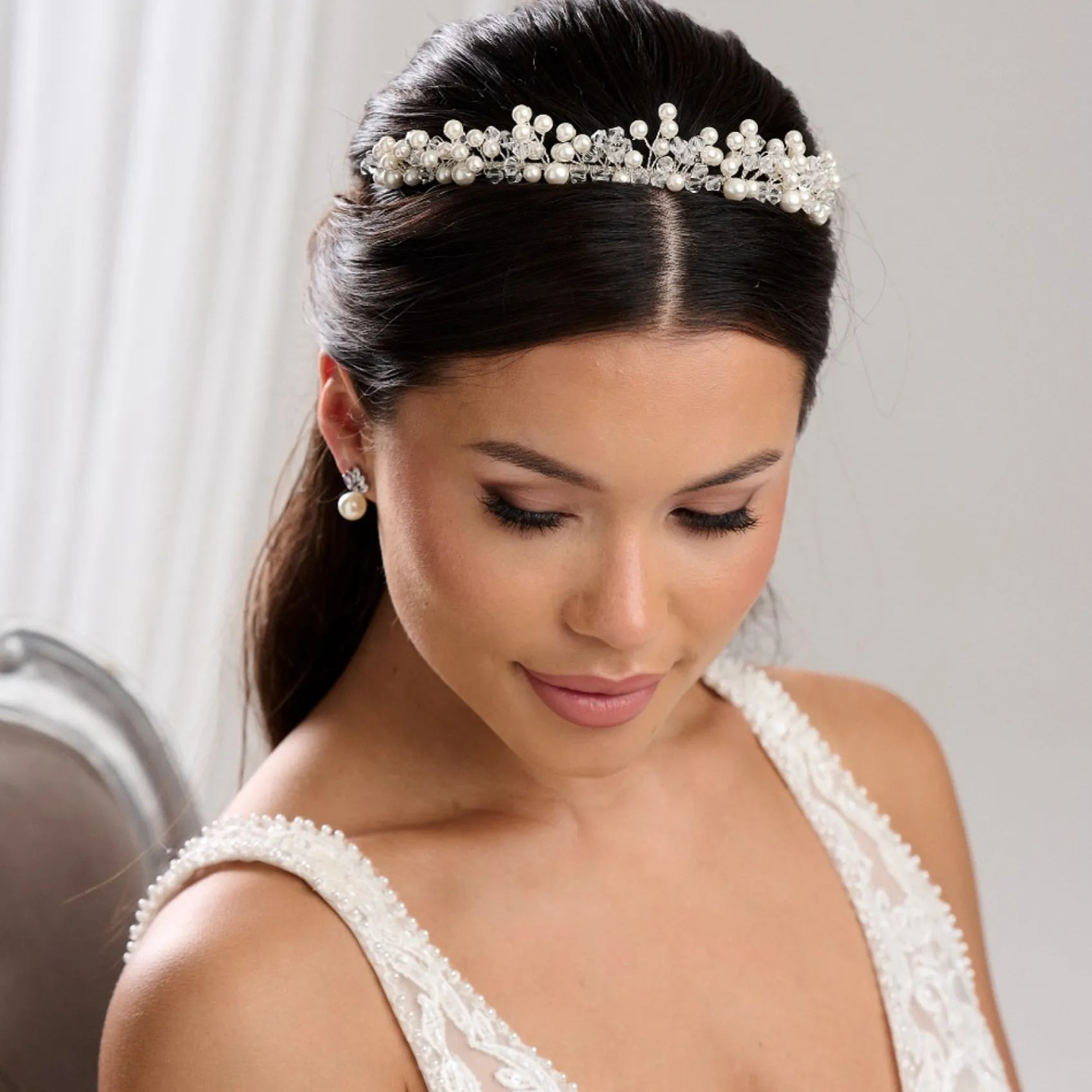 Arianna Pearl Hair Accessories | Silver Hair Accessories*Adore Classic Pearl and Crystal Bridal Tiara AR649