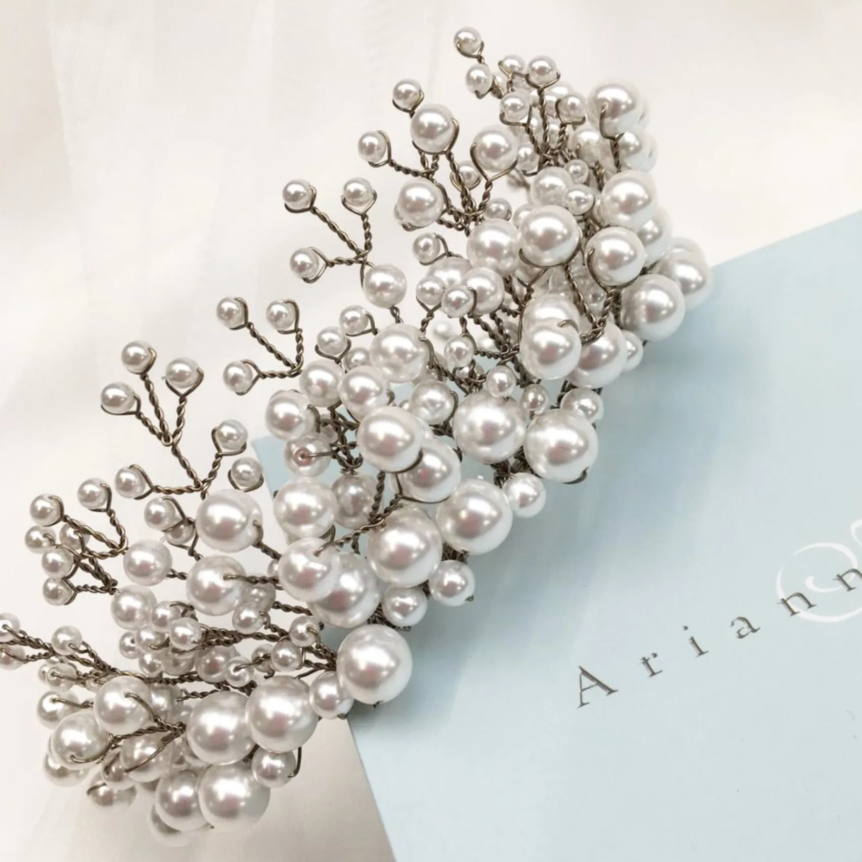 Arianna Pearl Hair Accessories | Silver Hair Accessories*Everlasting Statement Pearl Tiara AR598