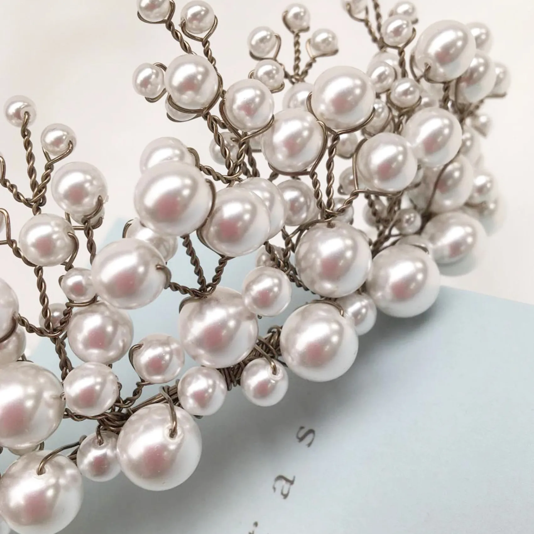 Arianna Pearl Hair Accessories | Silver Hair Accessories*Everlasting Statement Pearl Tiara AR598