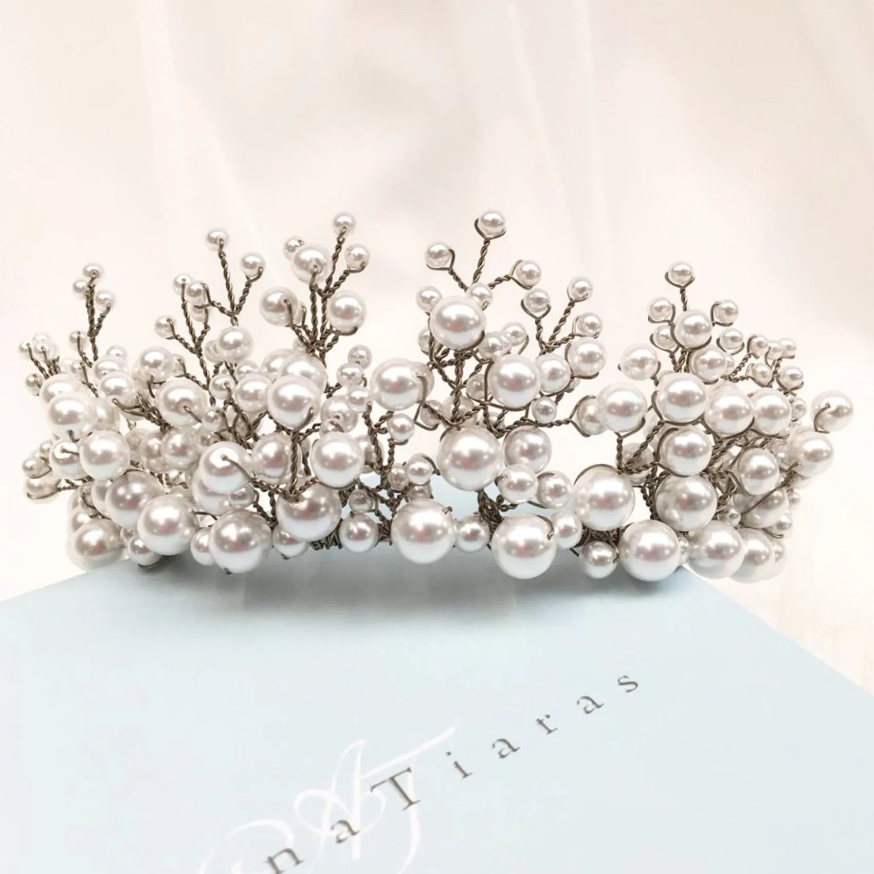 Arianna Pearl Hair Accessories | Silver Hair Accessories*Everlasting Statement Pearl Tiara AR598