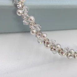 Arianna Bridesmaid Gifts | Bride Gifts*Hayworth Woven Pearl and Crystal Wedding Bracelet ARW092